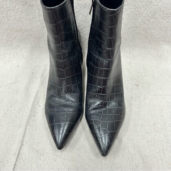 Marc Fisher Crocodile Daith Pointed Toe Block Heel Zip-Up Leather Boota Size 10M - Picture 7 of 13